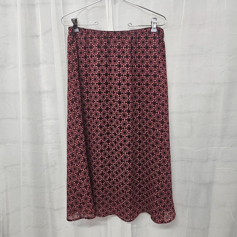 Croft & Barrow Skirt Midi Y2K Boho Floral Pink Black 10